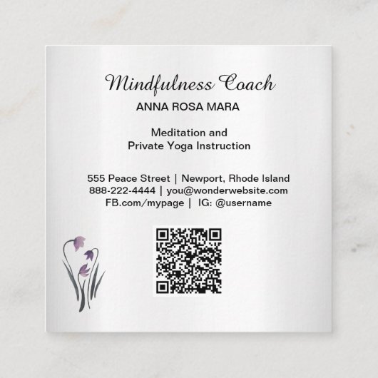 *～*パステルムーンQRコード曼荼羅フォイルフローラスクエア スクエア名刺 (裏面)