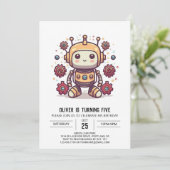 パステルメカニカルかわいいロボット誕生日 招待状 (スタンド正面)