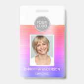 パステルメタリック社員名ロゴ写真コーポレート バッジ (正面)