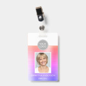 パステルメタリック社員名ロゴ写真コーポレート バッジ (正面 (クリップ付))