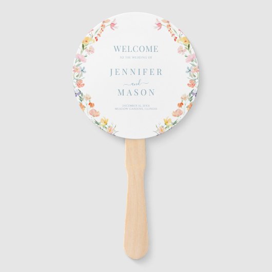 パステルメドウフラワーズワイルドフラワーズ結婚式 プログラム ハンドファン (正面)