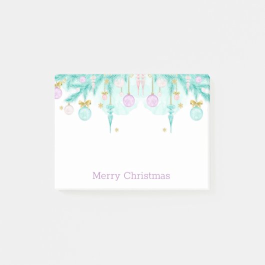 パステルメリークリスマスウォーターカラーホリデーガーランド ポストイット (正面)