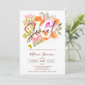 パステルモダンかわいらしフローラシック写真Sweet 16 招待状 (スタンド正面)