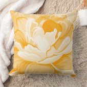 パステルモダンイエローウォーターカラーフラワークローズアップ クッション (ブランケット)