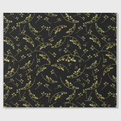 パステルモダンイエローオンブラックベリーパターン ラッピングペーパー (フラット)