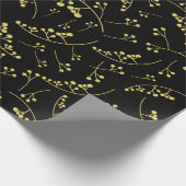 パステルモダンイエローオンブラックベリーパターン ラッピングペーパー (角)