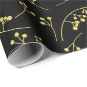 パステルモダンイエローオンブラックベリーパターン ラッピングペーパー (ロールコーナー)