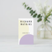 パステルモダンイエローパープルジオメトリックカラーブロック 名刺 (スタンド正面)