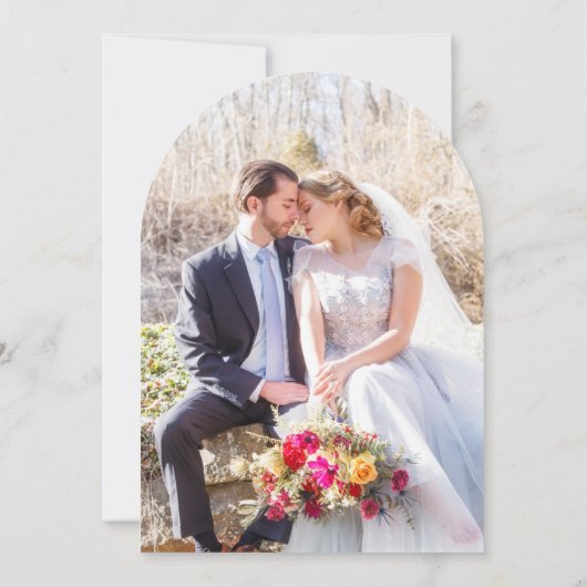 パステルモダンイエローホワイトフローラフォト結婚ズ 招待状 (裏面)