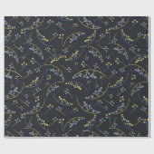 パステルモダンイエロー薄紫オンブラックベリー ラッピングペーパー (フラット)