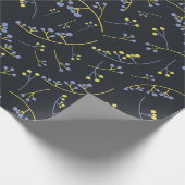 パステルモダンイエロー薄紫オンブラックベリー ラッピングペーパー (角)