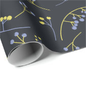 パステルモダンイエロー薄紫オンブラックベリー ラッピングペーパー (ロールコーナー)