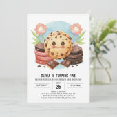 パステルモダンウォーターカラークッキー誕生日 招待状 (スタンド正面)
