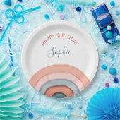 パステルモダンウォーターカラーレインボー子供の誕生日 ペーパープレート (パーティー)