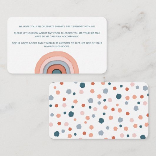 パステルモダンウォーターカラーレインボー誕生日詳細 エンクロージャーカード (正面/裏面)