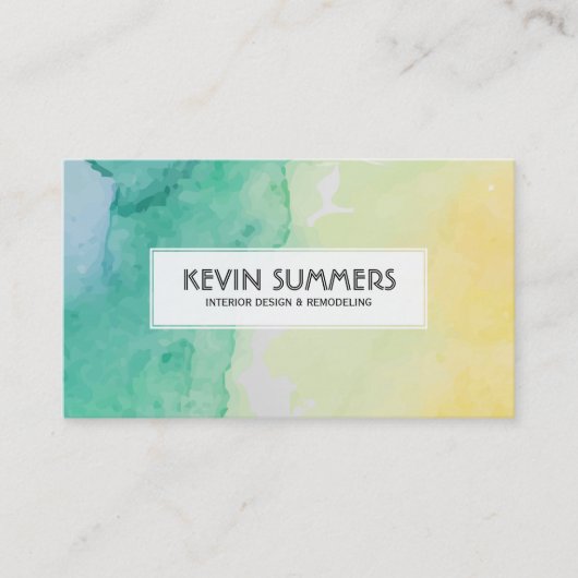 パステルモダンウォーターカラー背景 名刺 (正面)
