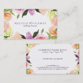 パステルモダンウォータースタイリッシュカラーフラワー結婚ズ 名刺 (正面/裏面)