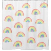 パステルモダンウォーター色レインボーパターン シャワーカーテン (正面)