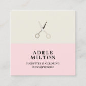 パステルモダンエレガントハサミ美容師 スクエア名刺 (正面)