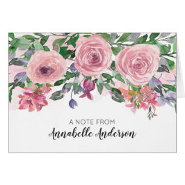 パステルモダンエレガント赤面ピンクフローラ水彩