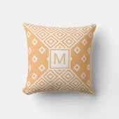 パステルモダンオレンジジオメトリックモノグラム クッション (正面)
