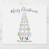 パステルモダンオーナメントのクリスマスツリー ビールラベル (シングルラベル)