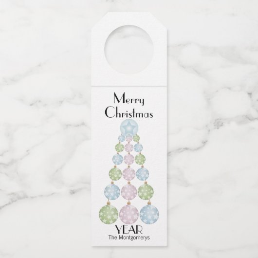 パステルモダンオーナメントのクリスマスツリー ボトルネックタグ (正面)