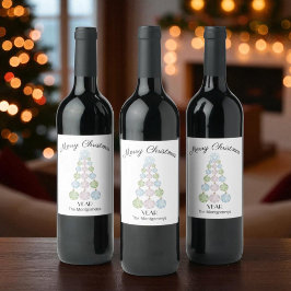 パステルモダンオーナメントのクリスマスツリー ワインラベル