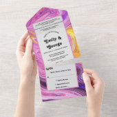 パステルモダンカラフル銀河系抽象芸術ア結婚ート オールインワン招待状 (貼ってはがせる)