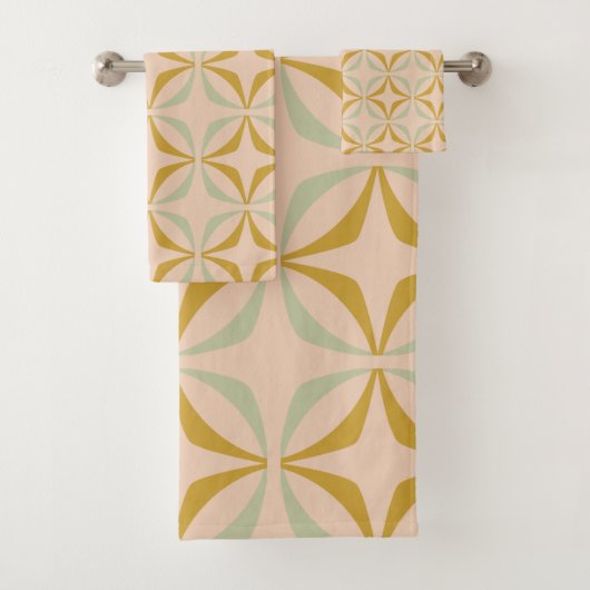 パステルモダンカラーのミッドセンチュリーパターン バスタオルセット (インサイチュ)