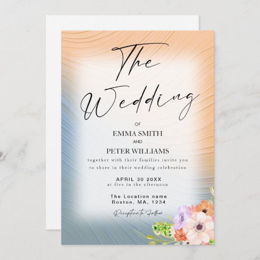 パステルモダンカラーの結婚式招待状 招待状 (正面/裏面)