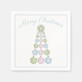 パステルモダンカラーオーナメントのクリスマスツリー スタンダードカクテルナプキン