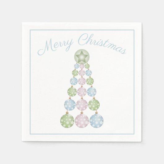 パステルモダンカラーオーナメントのクリスマスツリー スタンダードカクテルナプキン (正面)