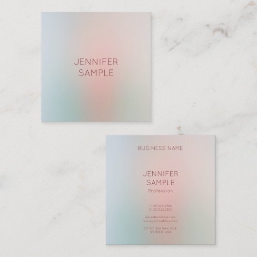 パステルモダンカラーシンプルデザインエレガントトレンディー スクエア名刺 (正面/裏面)
