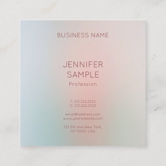 パステルモダンカラーシンプルデザインエレガントトレンディー スクエア名刺 (裏面)