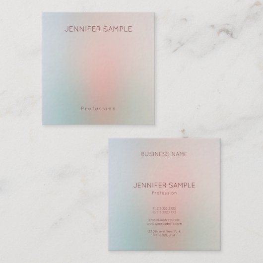 パステルモダンカラーシンプルデザイントレンディーテンプレート スクエア名刺 (正面/裏面)