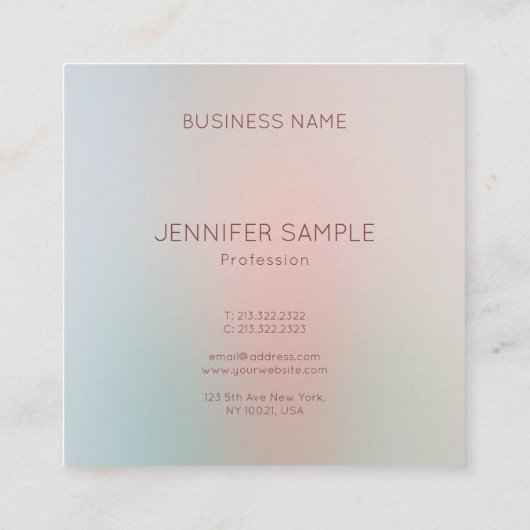 パステルモダンカラーシンプルデザイントレンディーテンプレート スクエア名刺 (裏面)