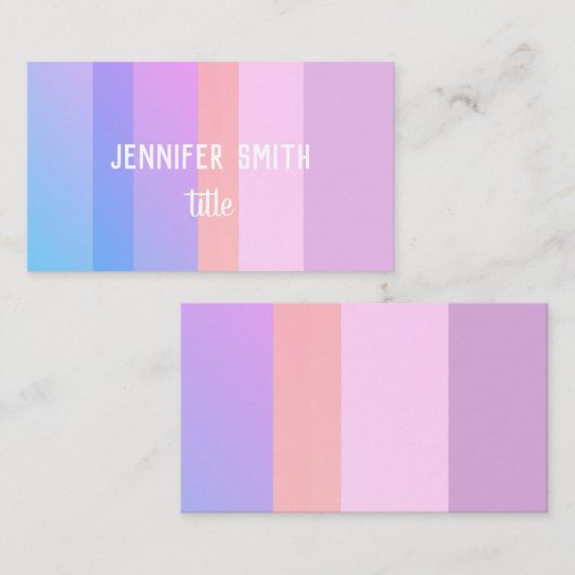 パステルモダンカラーストライプピンク&パープルカスタムカラー 名刺 (正面/裏面)
