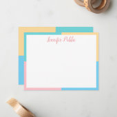 パステルモダンカラー手書きスクリプトテンプレート ノートカード (正面/裏面インサイチュ)