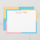 パステルモダンカラー手書きスクリプトテンプレート ノートカード (正面/裏面)