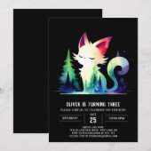 パステルモダンキャット誕生日 招待状 (正面/裏面)