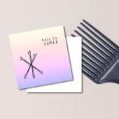 パステルモダンクエレガントブラックヘアピン美容師 スクエア名刺