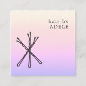 パステルモダンクエレガントブラックヘアピン美容師 スクエア名刺 (正面)