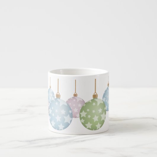 パステルモダンクリスマスオーナメントと星 エスプレッソカップ (正面)