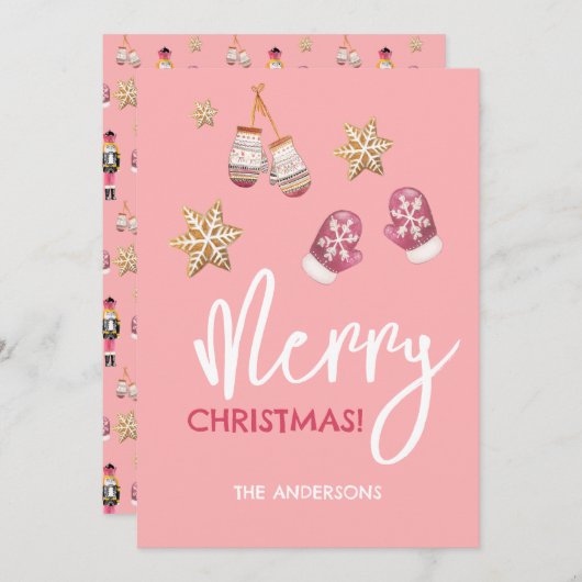 パステルモダンクリスマスパターン シーズンカード (正面/裏面)