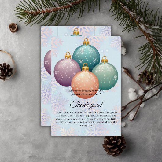 パステルモダンクリスマス飾りベビーシャワー サンキューカード