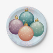 パステルモダンクリスマス飾りベビーシャワー ペーパープレート (正面)