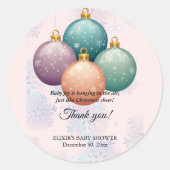パステルモダンクリスマス飾りベビーシャワー ラウンドシール (正面)