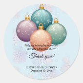 パステルモダンクリスマス飾りベビーシャワー ラウンドシール (正面)