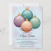 パステルモダンクリスマス飾りベビーシャワー 招待状 (正面)